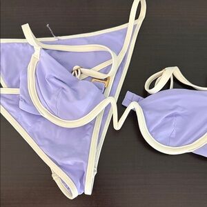 l*space Lavender Bikini with Cream Trim